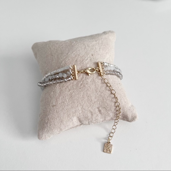 Beaded Three Strand Bracelet with Gold Toned Clasp - Picture 4 of 10